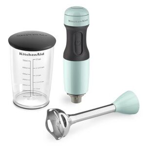 Older version KitchenAid immersion blender in ice blue